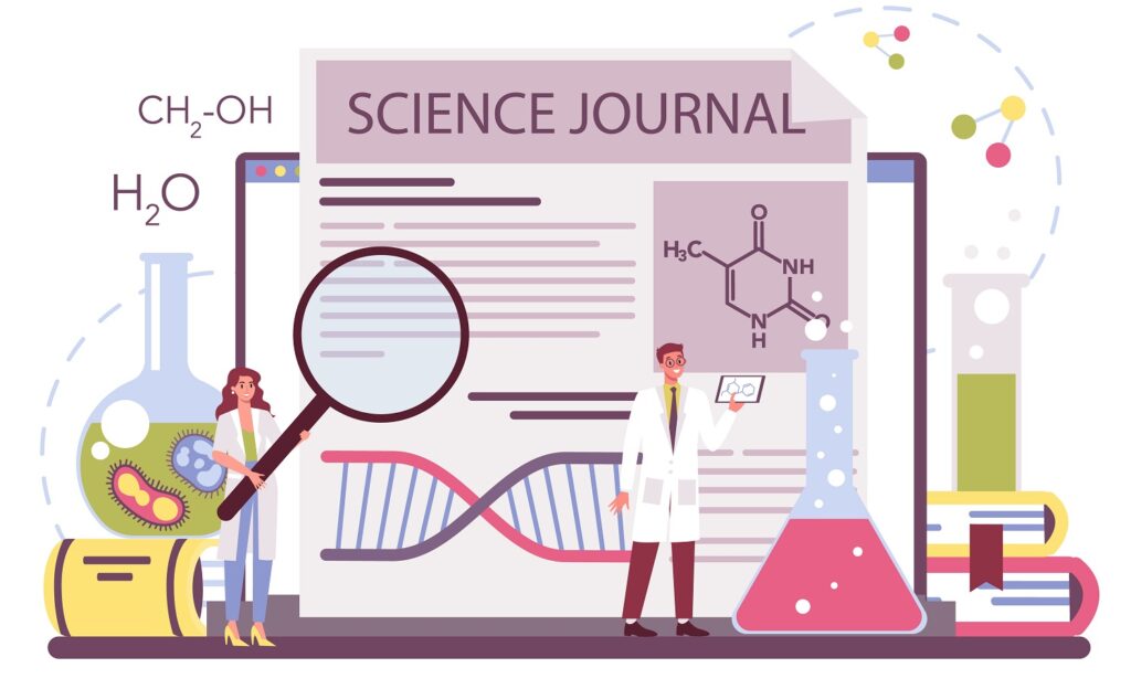 Illustrations image Scientific experiments in the laboratory—chemical research.