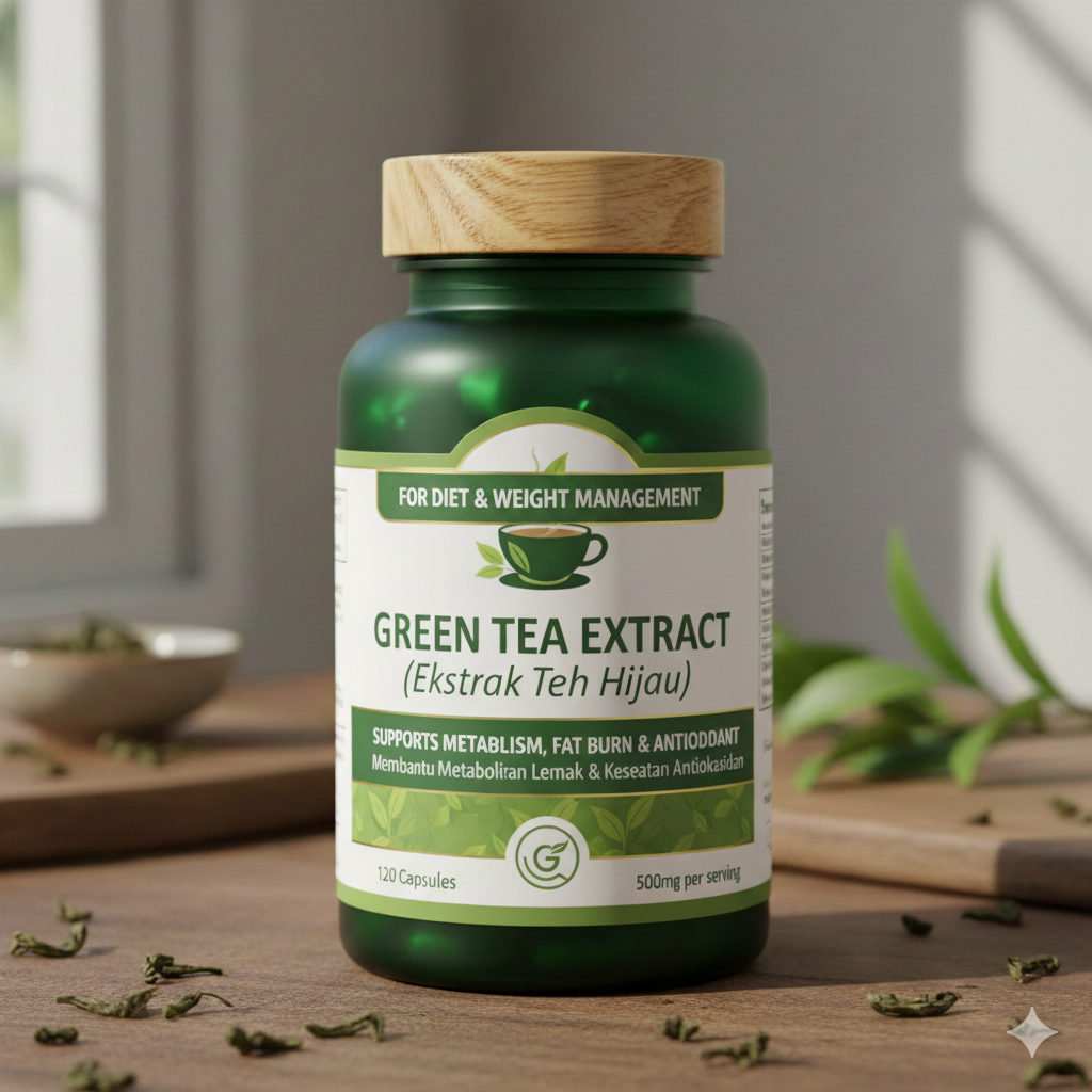 Produk Konsep botol mockup kapsul green tea untuk diet