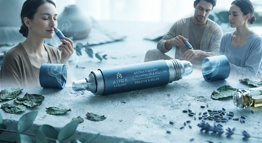 Breathe & Relax Inhaler Aromaterapi 2-in-1 product concept 